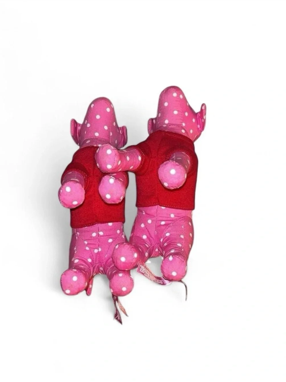 PINK Victoria's Secret Pink Polka Dot Plush Dog with Red Vest set of 2